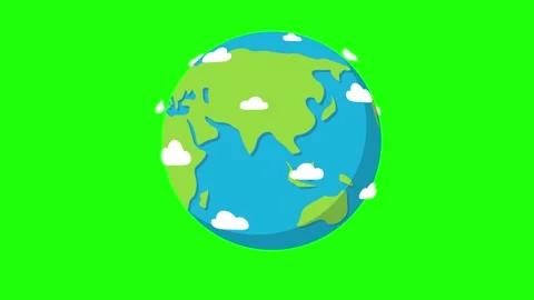 Planet Earth spinning around its axis with clouds against a green background. En Stock Footage 333574528