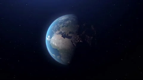 Planet Earth is Spinning in Outer Space Against Black Background with Stars Stock Footage 167320438