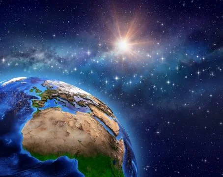 Planet Earth in star field Stock Illustration