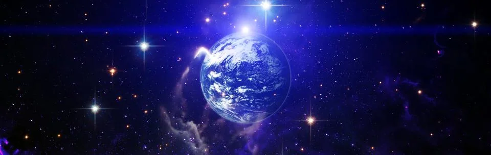 Planet Earth in the Starry Sky. Elements of this image furnished by NASA Stock Photos