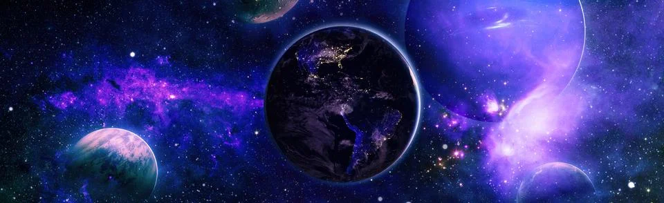 Planet Earth in the Starry Sky. Elements of this image furnished by NASA Stock Photos