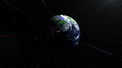 Planet Earth in stellar space divided into two halves of day and night. Comp Stock Footage 234515881