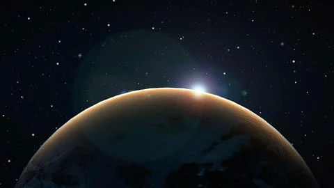 Planet earth with sun in the space Stock Illustration
