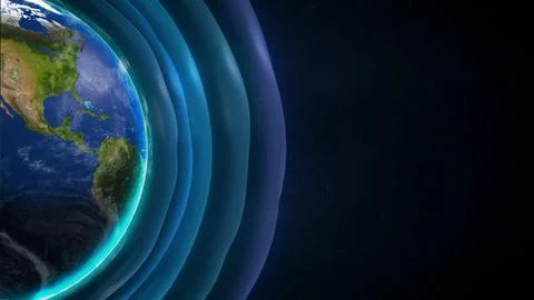 Planet Earth Surrounded by Atmosphere Layers Ilustración de archivo