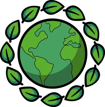 Planet Earth surrounded by eco leaf frame Stock Illustration