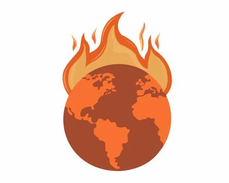 Planet earth surrounded by a flame of fire burning earth global warming Stock Illustration