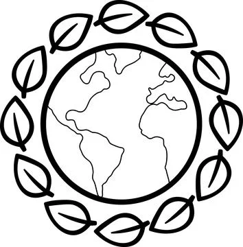 Planet Earth surrounded by green leave ring eco Stock Illustration