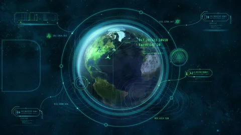 Planet Earth surrounded by infographics, 3D render. Stock Footage 165763939
