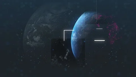 Planet Earth Technology Animation - Earth Cyberspace Glitch Effect Stock Footage 239097616