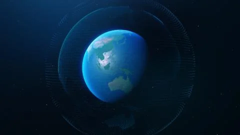 Planet earth technology network. Elements of this image furnished by NASA - 3D Stock Illustration