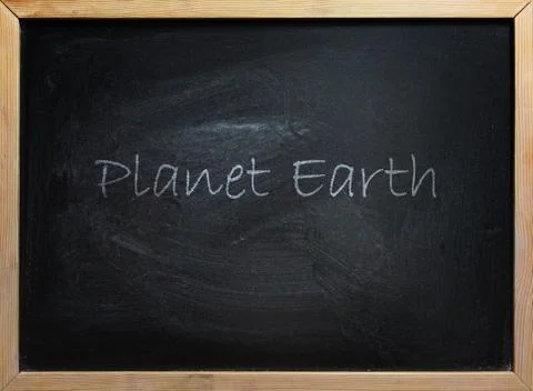 Planet Earth Text On School Board Stock Photos