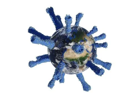 The planet Earth transform to Coronavirus cell on isolated white background Stock Illustration