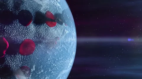 The planet earth transform to virus. 3d corona virus COVID-19 attack the world Video stock 131567311