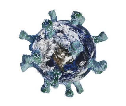 The planet earth transform to virus on isolated background Stock Illustration