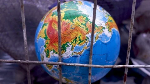 Planet earth in the trash. Everywhere one plastic. Ecology. Stock Footage 122708486