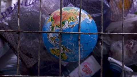 Planet earth in the trash. Everywhere one plastic. Ecology. Stock Footage 122709962