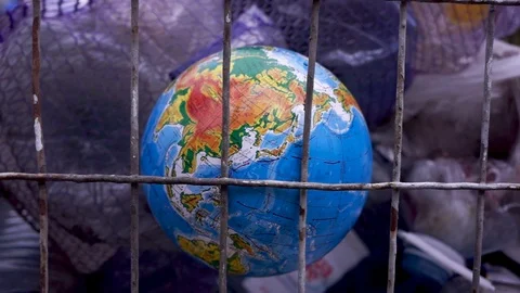 Planet earth in the trash. Everywhere one plastic. Ecology. Video stock 122711992
