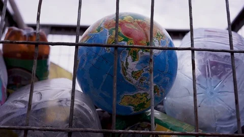 Planet earth in the trash. Everywhere one plastic. Ecology. Stock Footage 122713046