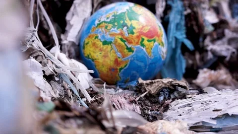 Planet earth in the trash. Everywhere one plastic. Ecology. Stock Footage 122714685
