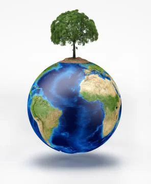 Planet earth with a tree on top. Stock Illustration
