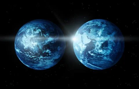 Planet earth two continent with sun rising from space-original image from NASA Stock Illustration