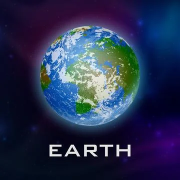 Planet Earth. Vector 3d Realistic Space Planet in Space Starry Sky. Galaxy Stock Illustration