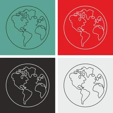 Planet Earth vector sign set isolated on white background Stock Illustration