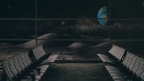 Planet Earth View From Moon Base In Space Zoom In Stock Footage 164375583