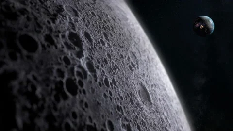 Planet earth view from moon surface.Space background.Travel across lunar soil Stock Footage 239562470