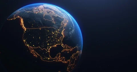 Planet Earth view from space, countries borders highlighted Stock Footage 128190810
