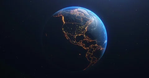 Planet Earth view from space, countries borders highlighted Stock Footage 128190881