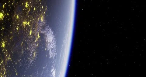 Planet Earth viewed from space with lights illuminating city areas Stock Illustration