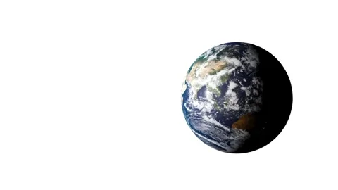 Planet Earth which appears rotating very slowly - white background Video stock 318144594