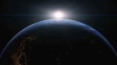 The planet earth while sun is rising. Stock Illustration