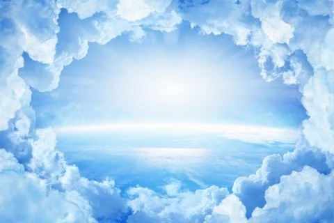 Planet Earth in white clouds Illustrazione stock