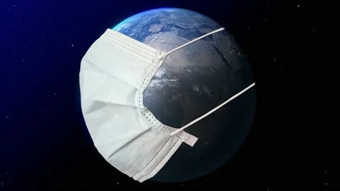 The Planet Earth World 3D rotating SEAMLESS LOOP face mask Corona virus COVID 19 Stock Footage 130395789