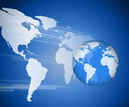 Planet earth on world map background Stock Illustration