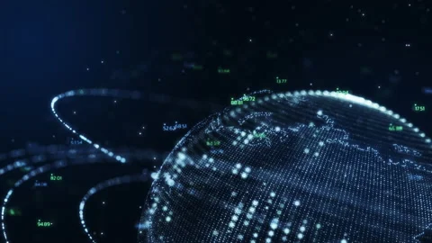 Planet earth world map rotating motion graphic, future technology business .. Stock Footage 234641869