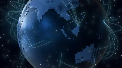 Planet earth world map rotating motion graphic, future technology business .. Stock Footage 261728587