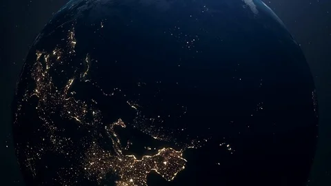 Planet Earth, world from space. 3 different style 3D rendering of rising sun Stock Footage 115276793