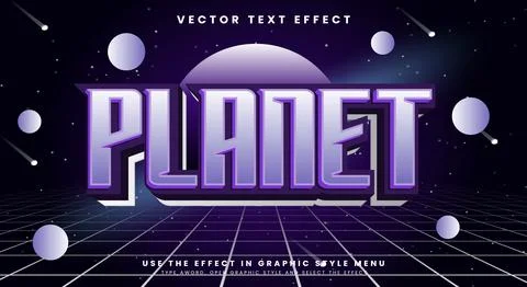 Planet editable text effect template 스톡 일러스트