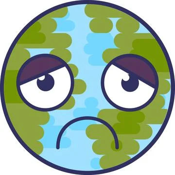 Planet emoji with melancholy expression vector Stock Illustration