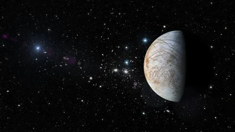 Planet Europa in outer space. Stock Illustration
