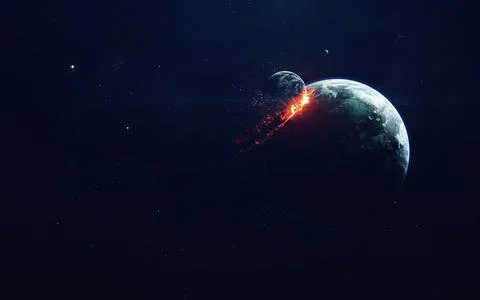 Planet Explosion. Apocalypse. End of The Time. Science fiction art. Beauty of Stock Photos