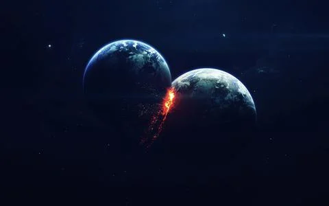 Planet Explosion. Apocalypse. End of The Time. Science fiction art. Beauty of Stock Photos