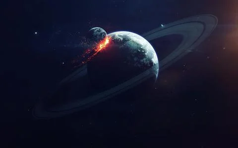 Planet Explosion. Apocalypse. End of The Time. Science fiction art. Beauty of Stock Photos