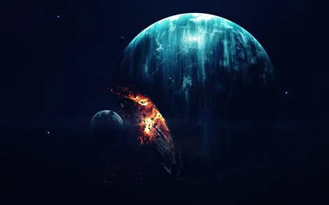 Planet Explosion. Apocalypse. End of The Time. Science fiction art. Beauty of Stock Photos