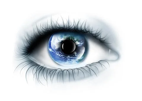 Planet is in the eye Stock Illustration