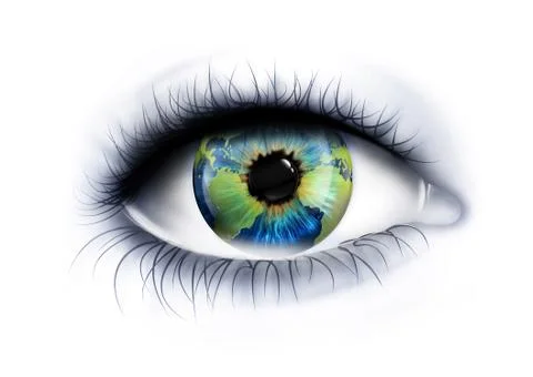 Planet is in the eye Stock Illustration