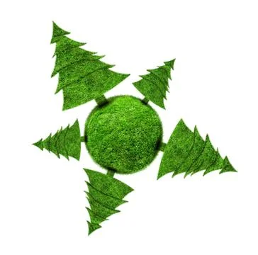 Planet with fir trees Stock Illustration